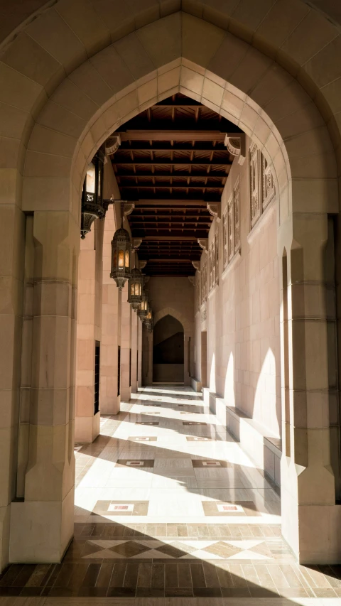 a large arched hallway in an upscale building