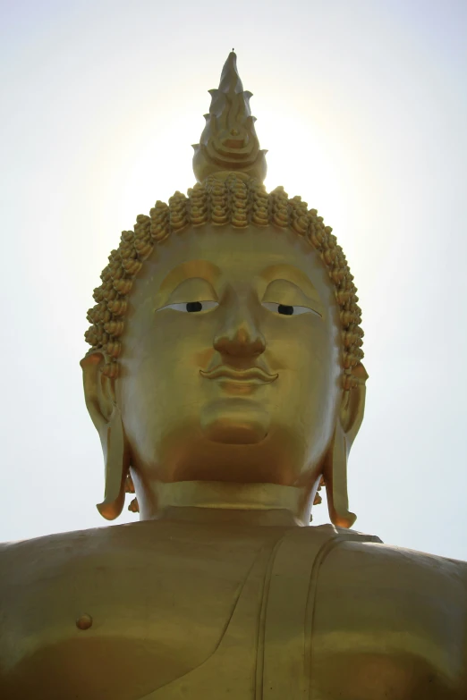 the face of a buddha statue on top of a hill