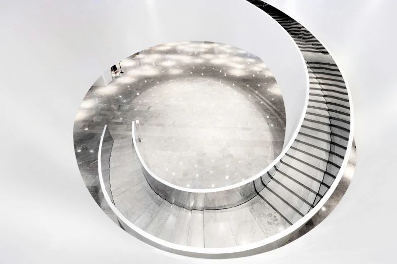 a set of stairs leading up to a sky view