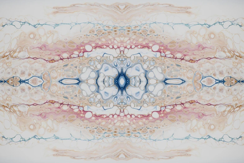 an ornate pattern in blue and pink with some sort of circular shape