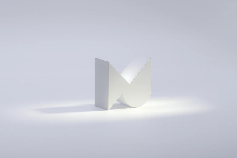 an abstract white 3d image with the letter m
