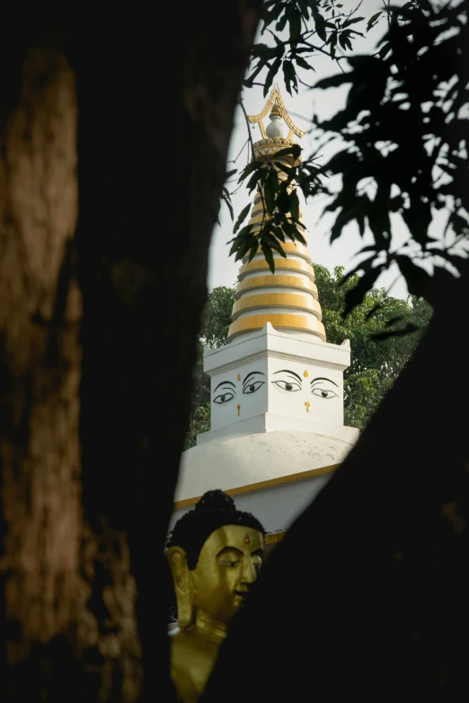 the buddha in the frame is looking over it