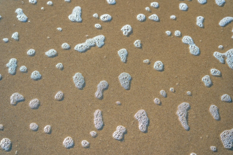 some sand and water with footprints in it