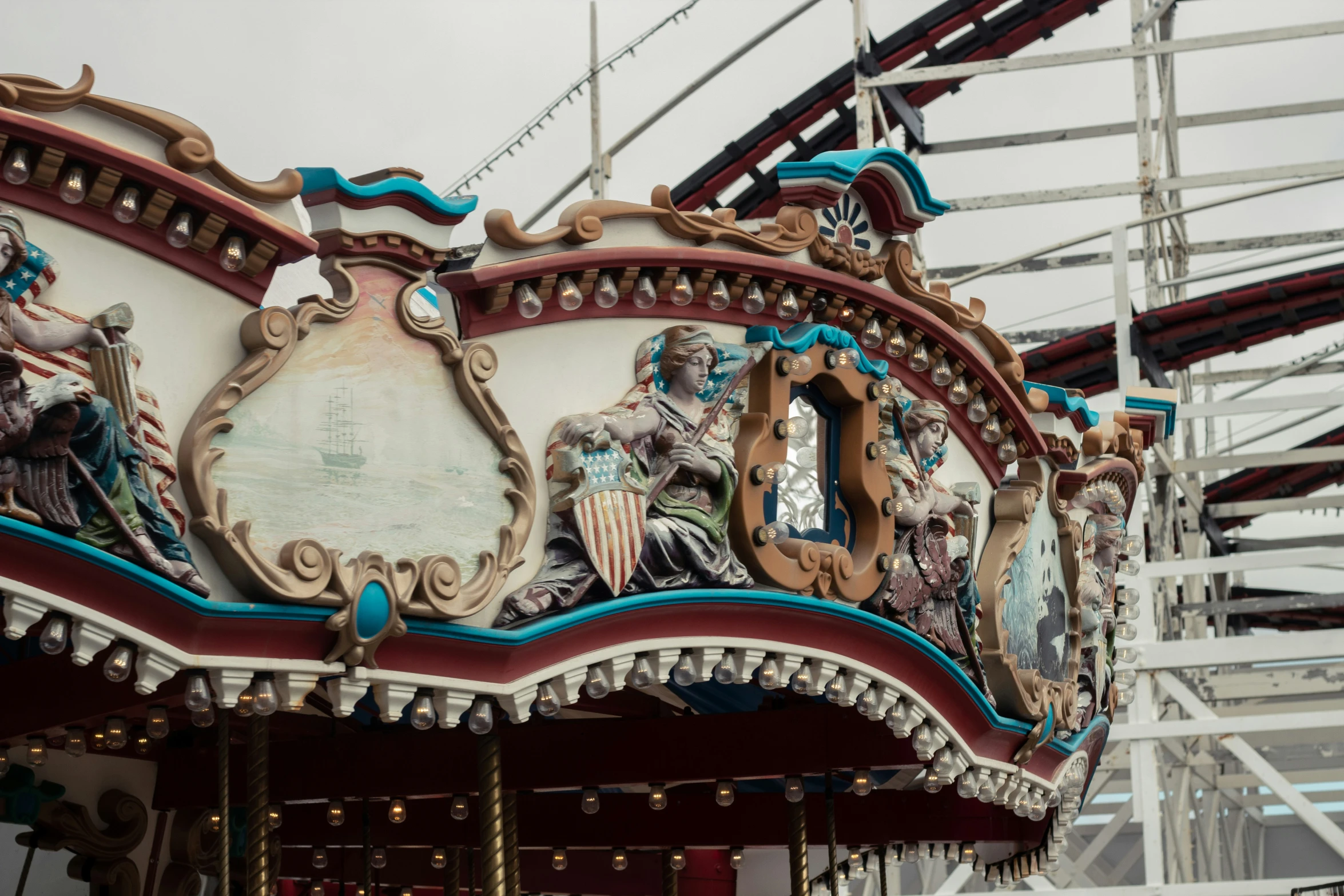 a merry go round is decorated with carousels and carnival rides