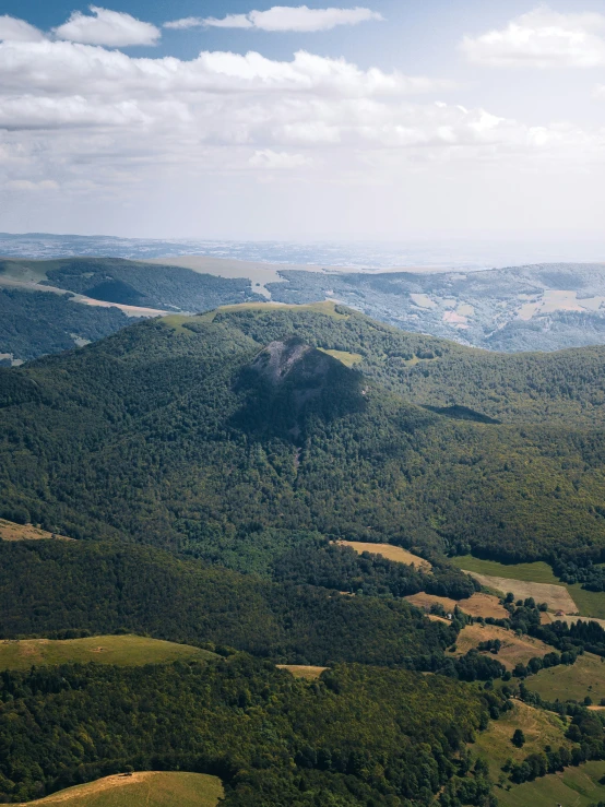 a mountain landscape is featured from the air