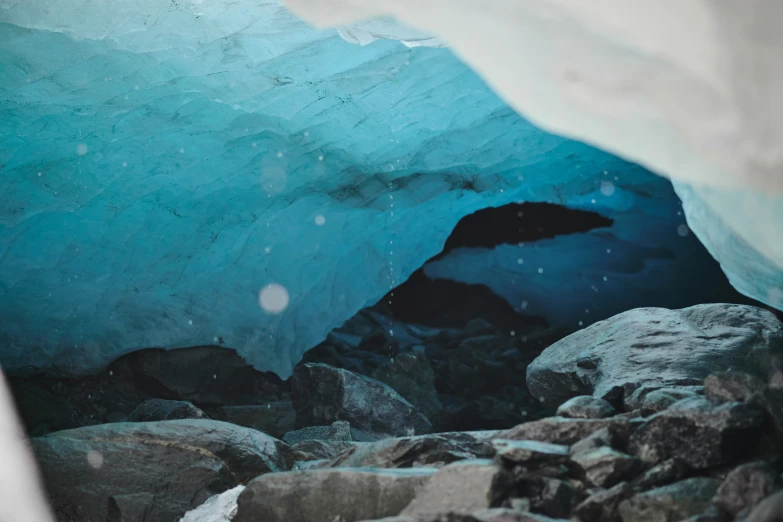 there is a large rock formation that is icebergs