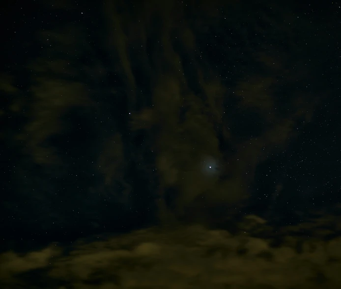 a star field with a single object on the bottom of it