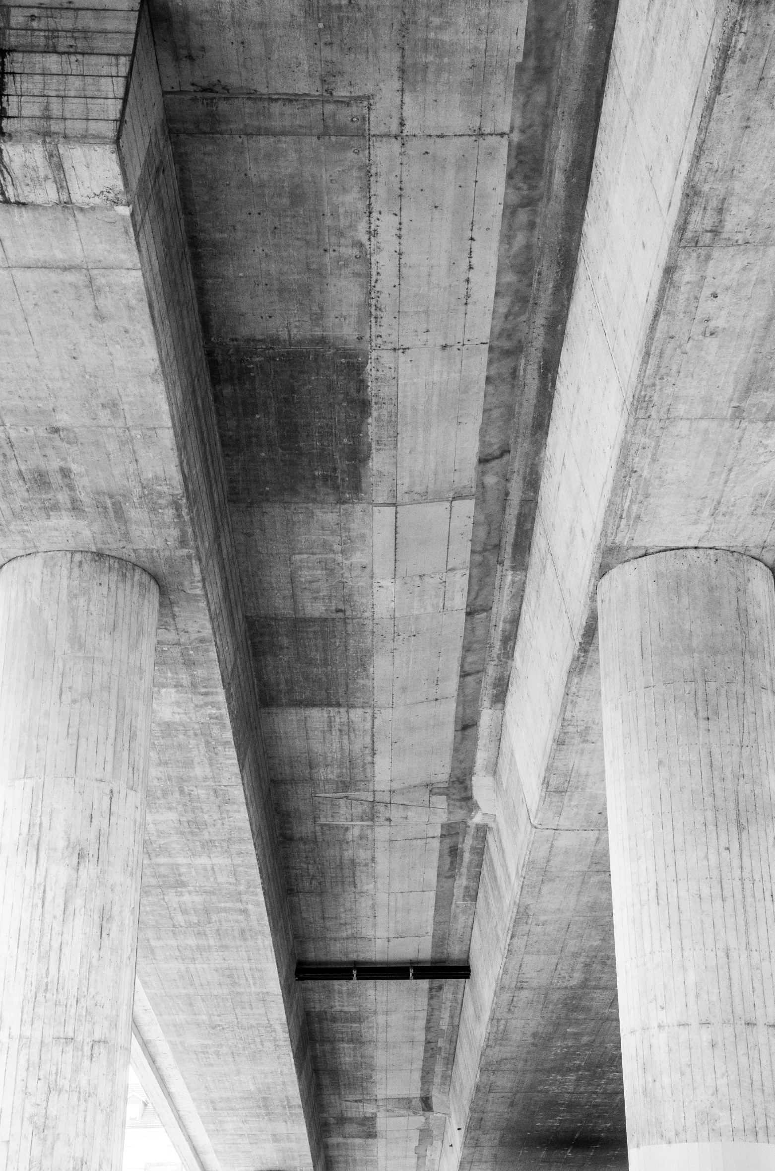 a couple of very big guys walking under some bridges