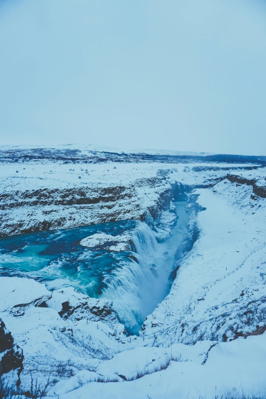 a cold landscape with some very deep water