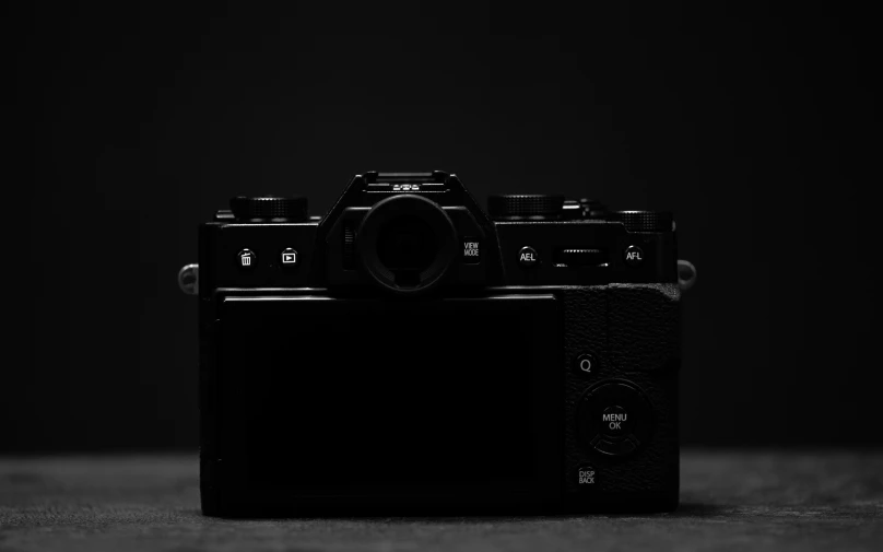 a black and white po of a camera