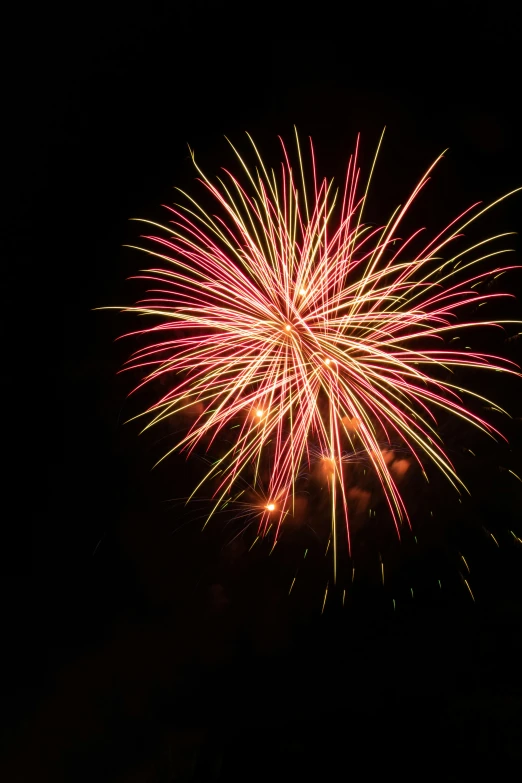 fireworks in the dark with red and yellow colors