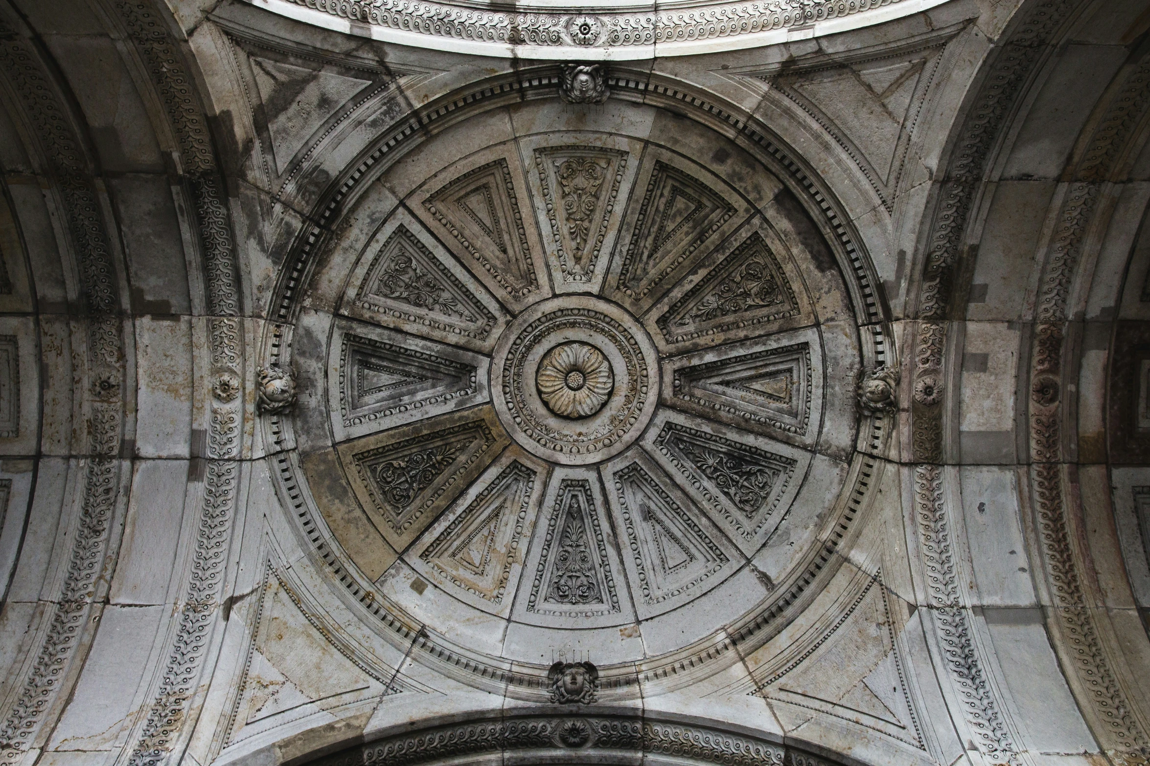 a view of the ceiling in a church