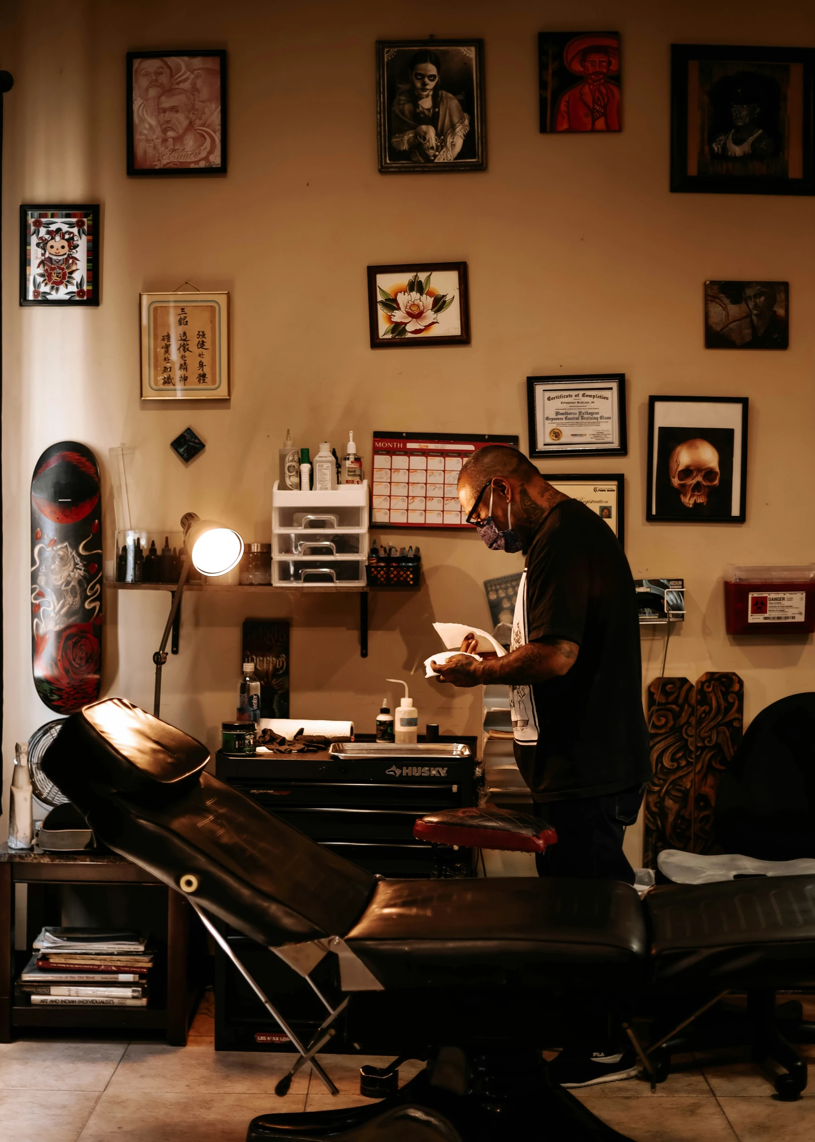 a man standing next to a hair dresser