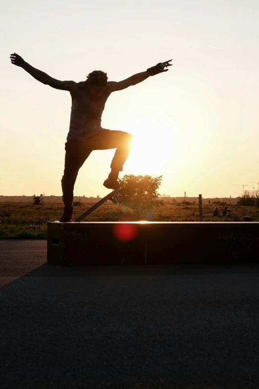 a person on a skate board in the air