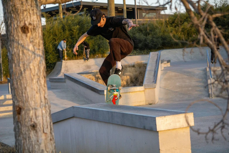 a guy on a skateboard does a trick