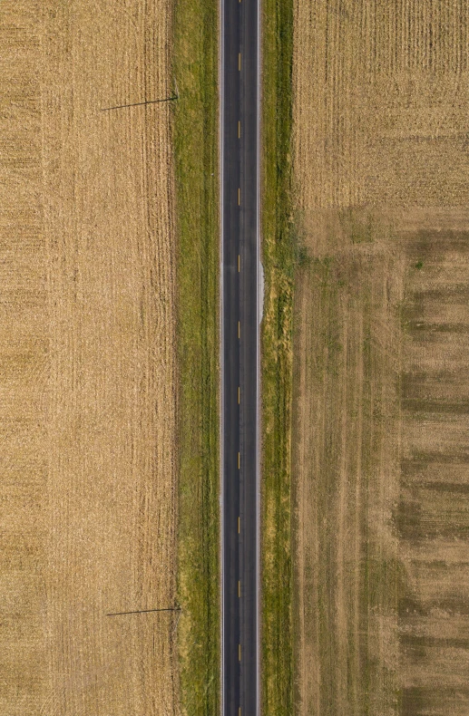 the back of an empty road in a field