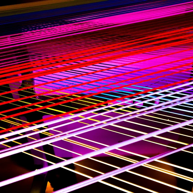 bright lines on top of a large floor