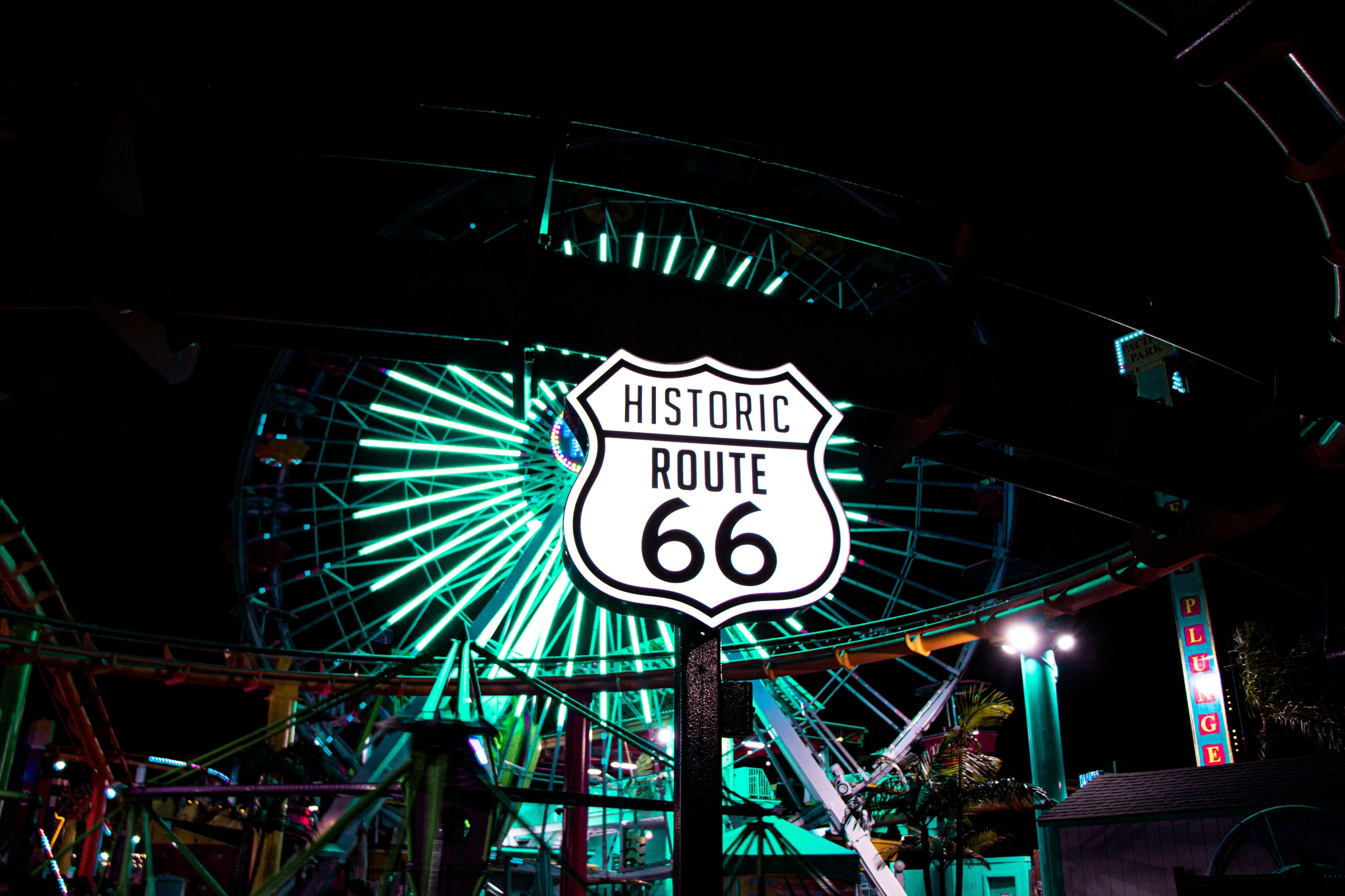 a large sign with the words interstate route 66