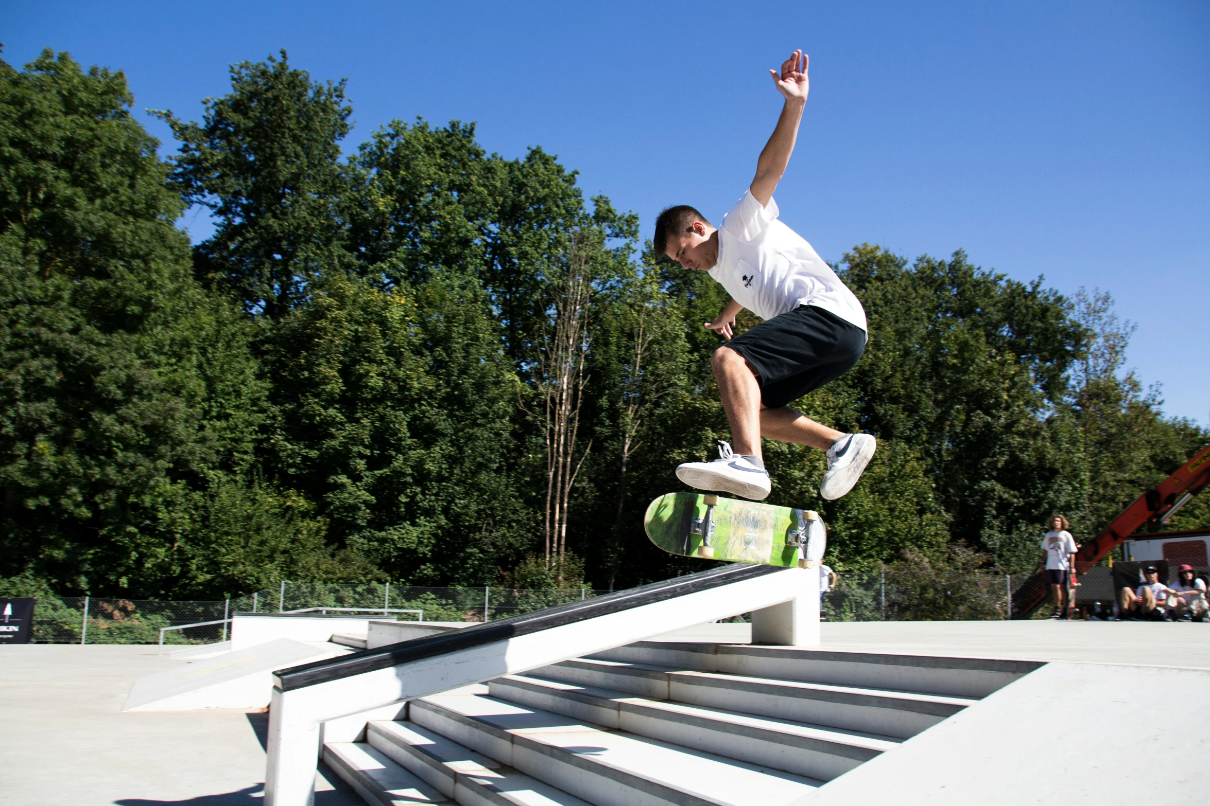 a guy on a skateboard in the air