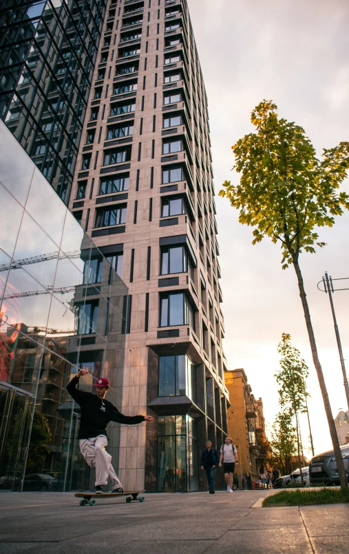 a man is riding a skateboard on the street