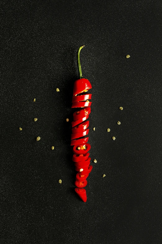 a bright red chili with the peppers covered in holes