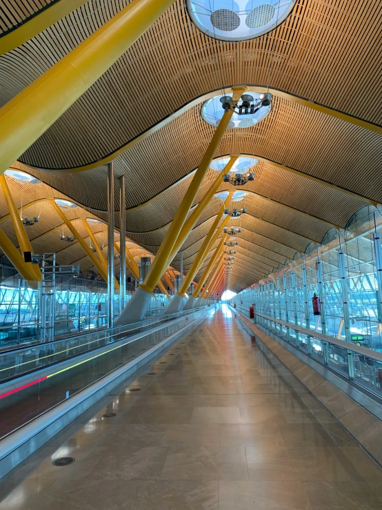 this is an airport with only the ceiling, and walkways