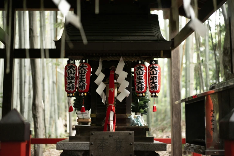 an artistic scene at the end of a shrine