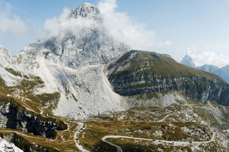 a large mountain top covered in lots of snow