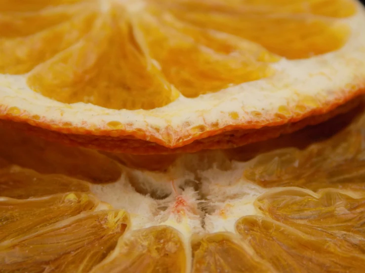 an orange slice is shown with some other things to eat