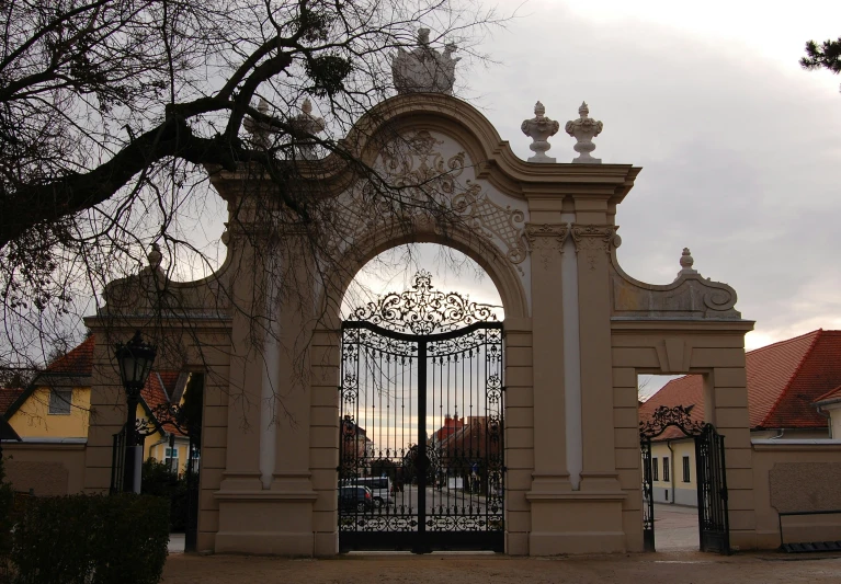 the gate is adorned with intricate designs