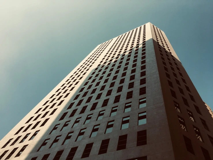 a high - rise view of the top of the building from below