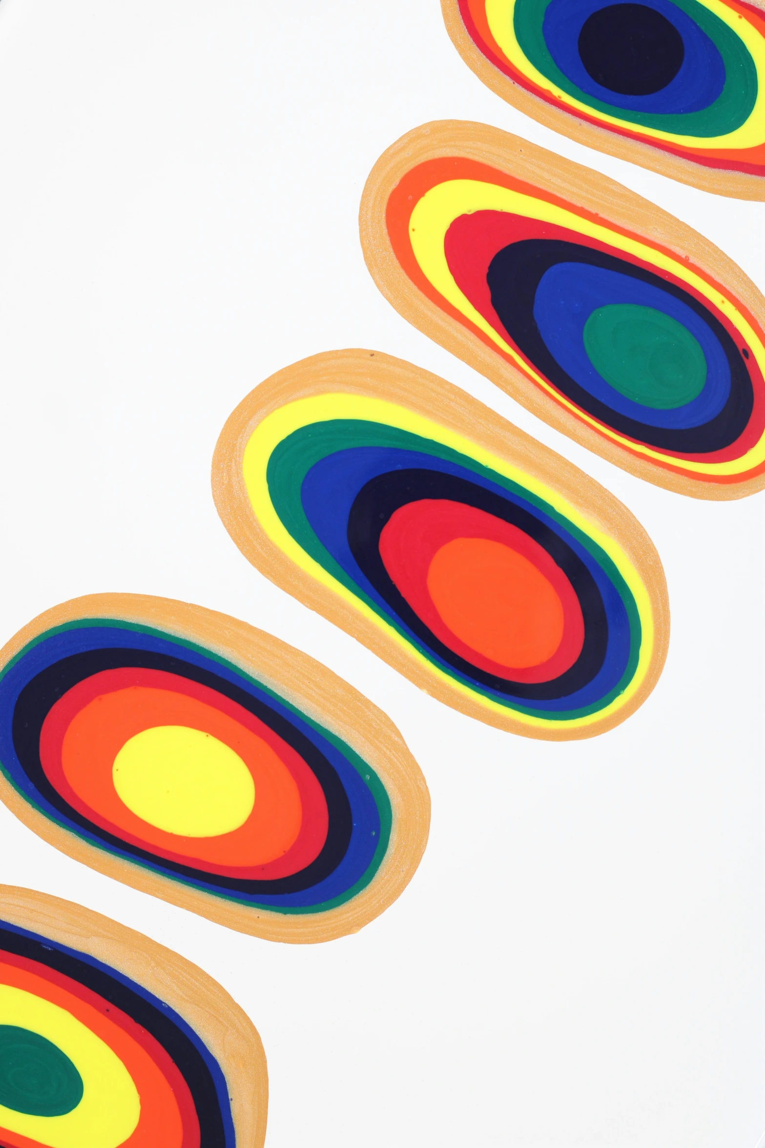 abstract pograph of various colors in oval shapes