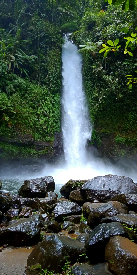 an outdoor waterfall is seen in this image