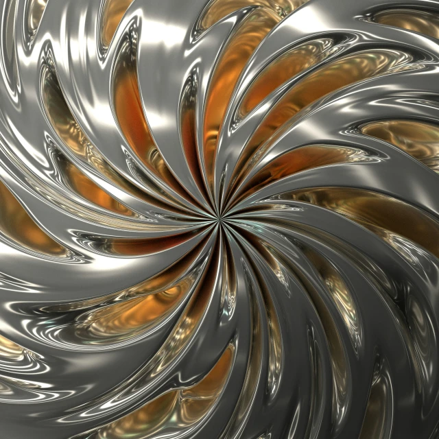 a large metal spiral object with gold and silver tones