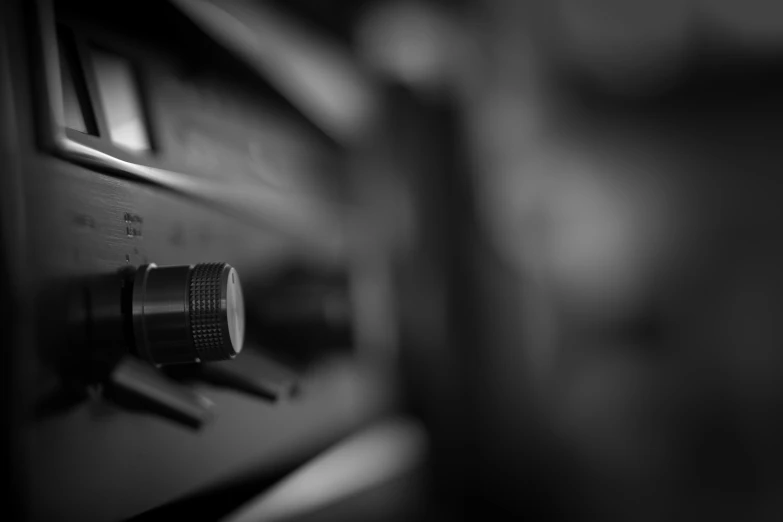 black and white pograph of a  in a radio