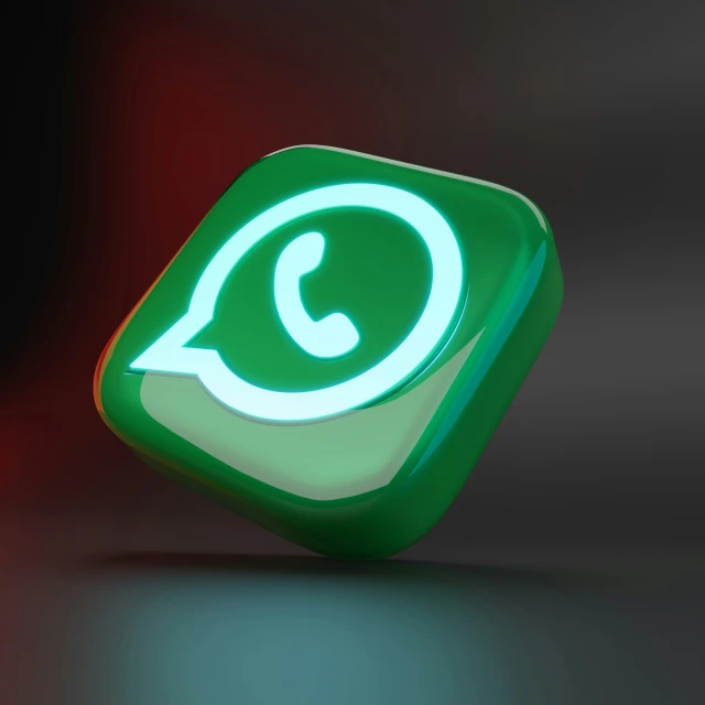 whatsapp logo showing on green lit up