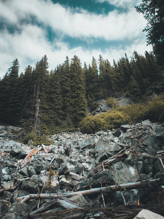 a large amount of broken and shattered objects on the ground