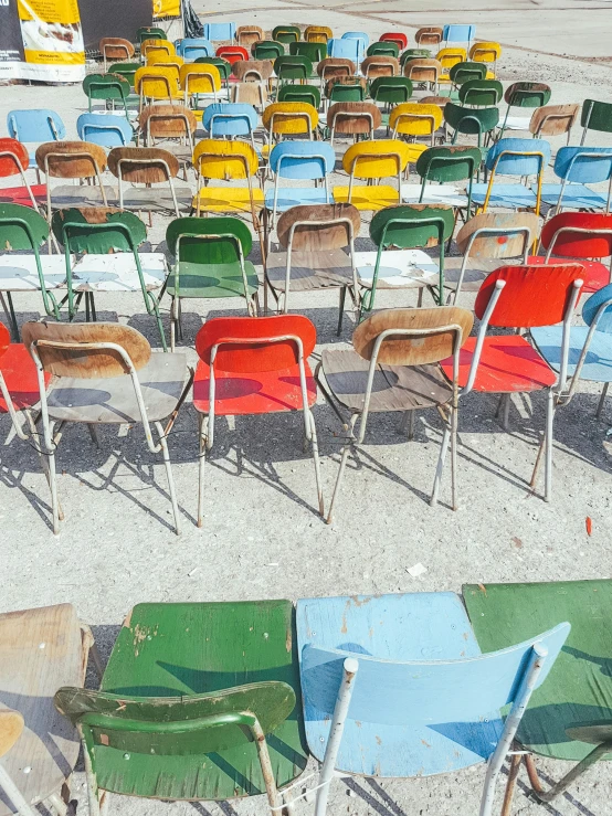 there is a large number of plastic chairs