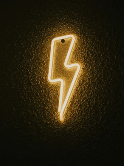 a neon light sign with a lightning bolt on it