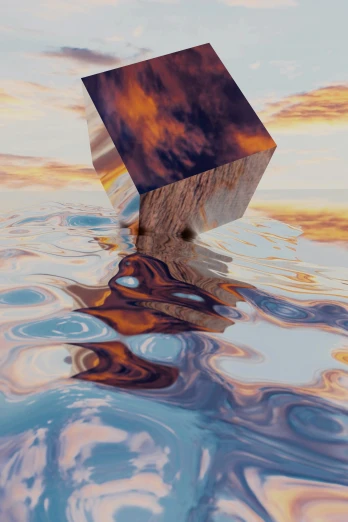 an abstract po of a piece of wood submerged in water
