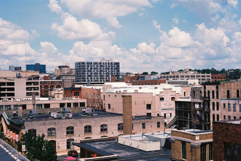 a city scene with some tall buildings