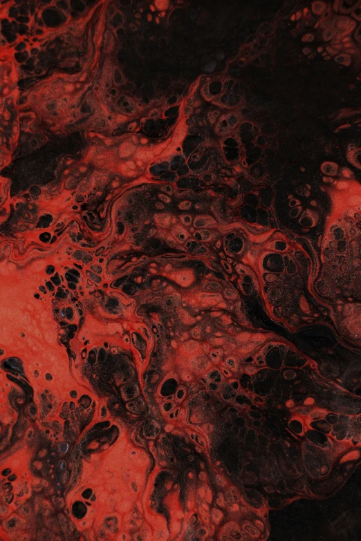 red and black fluid swirling in ink or oil