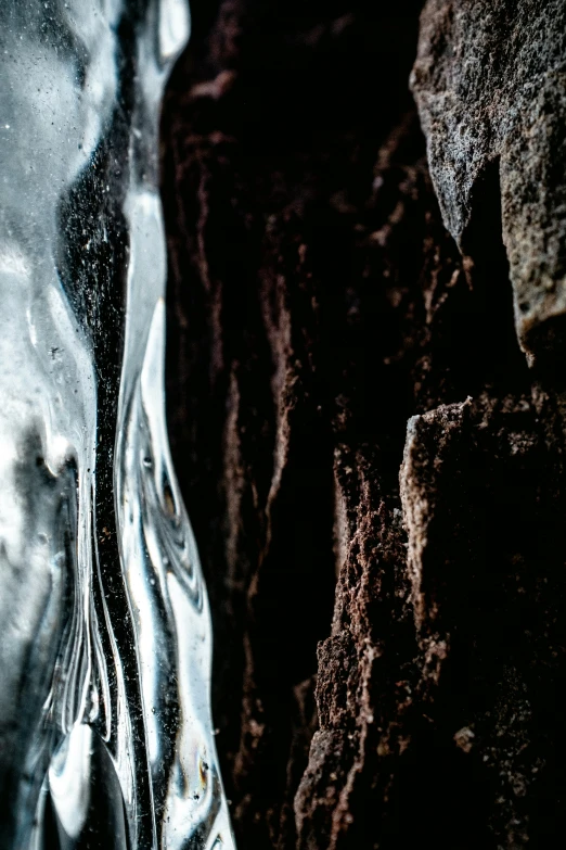 close up of the water next to some rocks