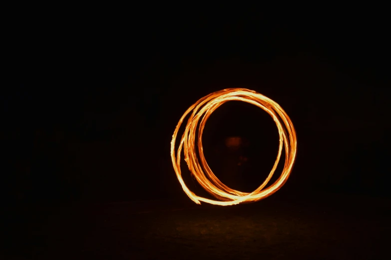 two circles with small sparklers inside in the dark