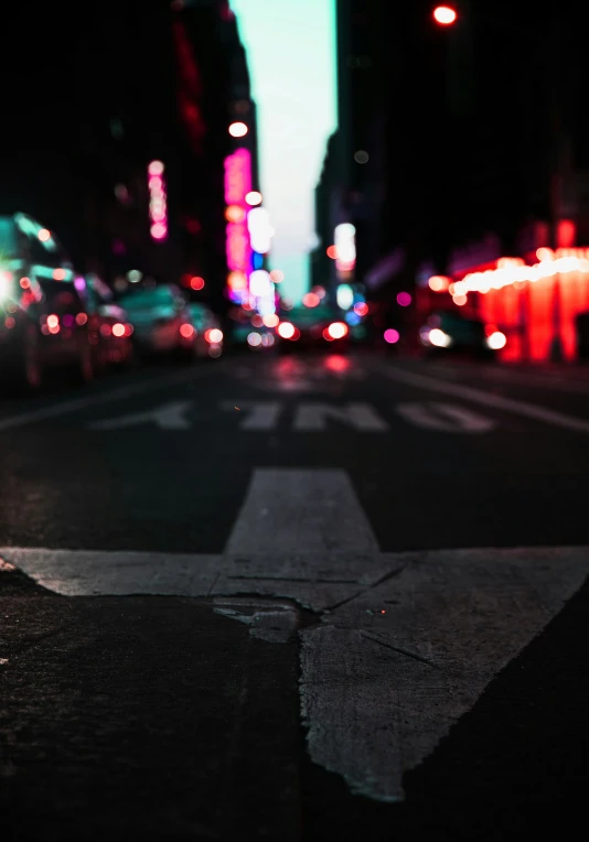 the cross walk in the city has a dark light