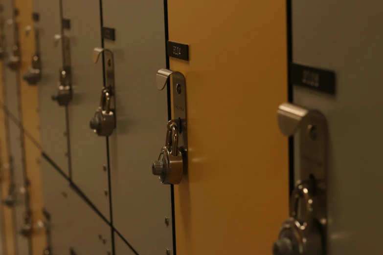 lockers that have the door open and several latchs