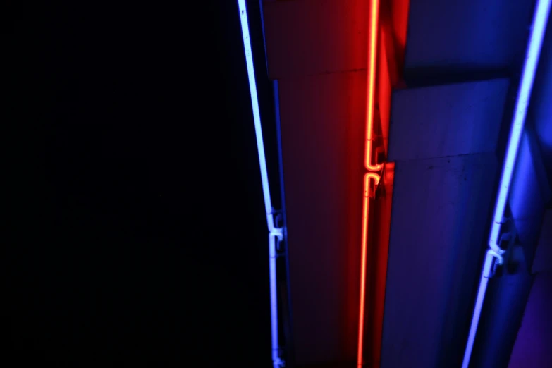 red and blue lights that are side by side