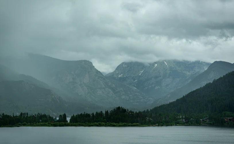 view of mountains across a lake, in the background