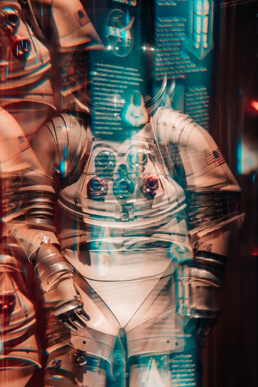 an astronaut in the window of a building