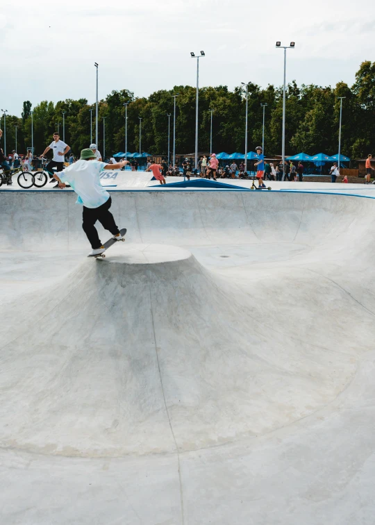 a person on a skateboard at a skate park
